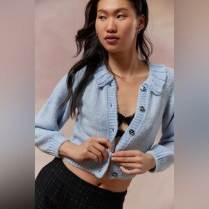 New UO Kimchi Blue Maribell Sparkly Cardigan Sweater- Blue